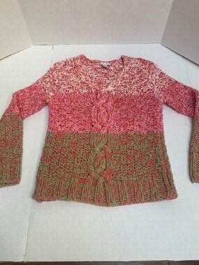 Jillian Jones Handmade Womens Size M Cottagecore Sweater Pink /green